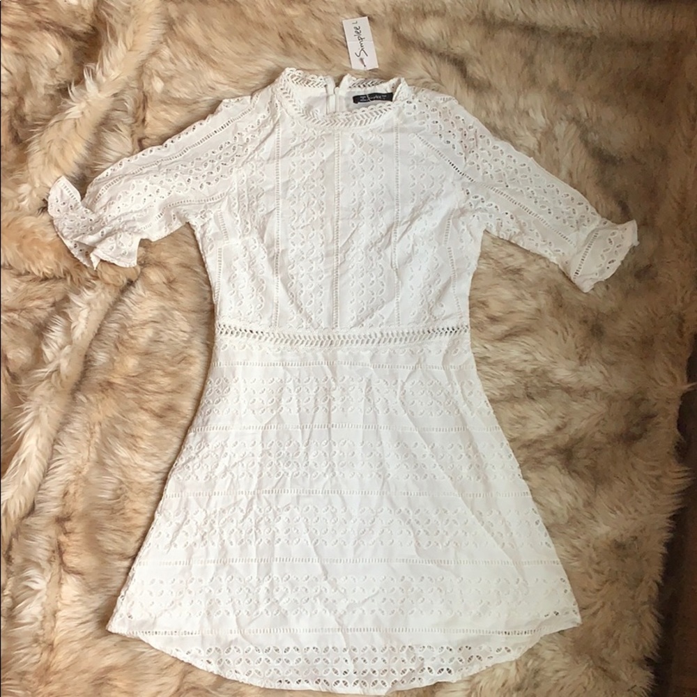 Adorable white 3/4 sleeve dress bridal shower!